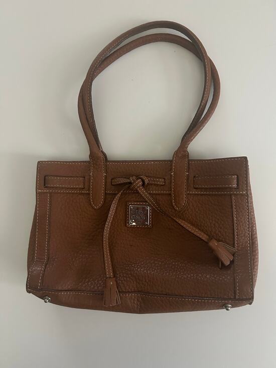 Dooney & Bourke Handbags - Dooney & Bourke Brown Leather Tote Bag with Tassel Detail Used